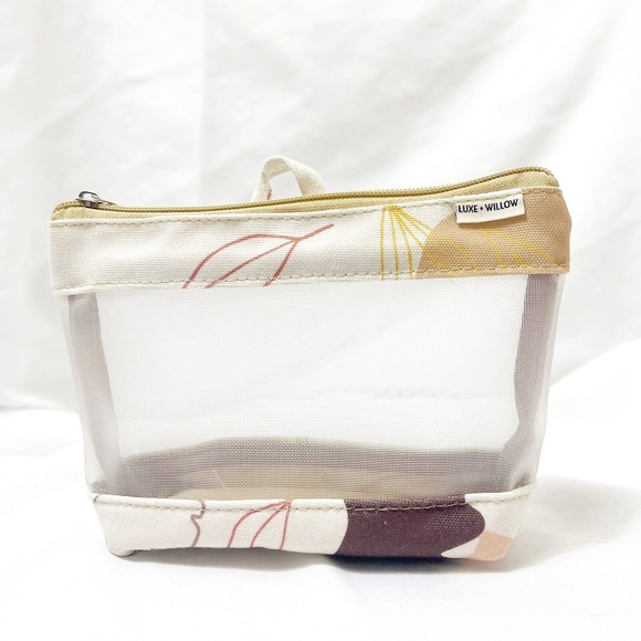 Luxe + willow Beige Small makeup bag See through Slide zipper for closure 2 oz - Picture 1 of 3
